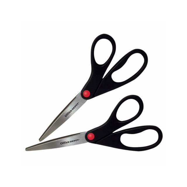 OFFICE DEPOT 30123 Brand Scissors, 8in, Straight, Black, Pack Of 2 OFFICE DEPOT 30123 Brand Scissors, 8in, Straight, Black, Pack Of 2