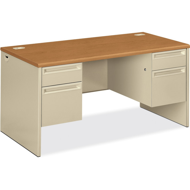 HNI CORPORATION 38155CL HON 38000 60inW Double-Pedestal Computer Desk, Harvest/Putty