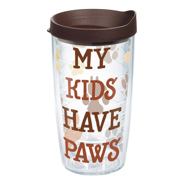 TERVIS TUMBLER COMPANY 1247868 Tervis My Kids Have Paws Tumbler With Lid, 16 Oz, Clear