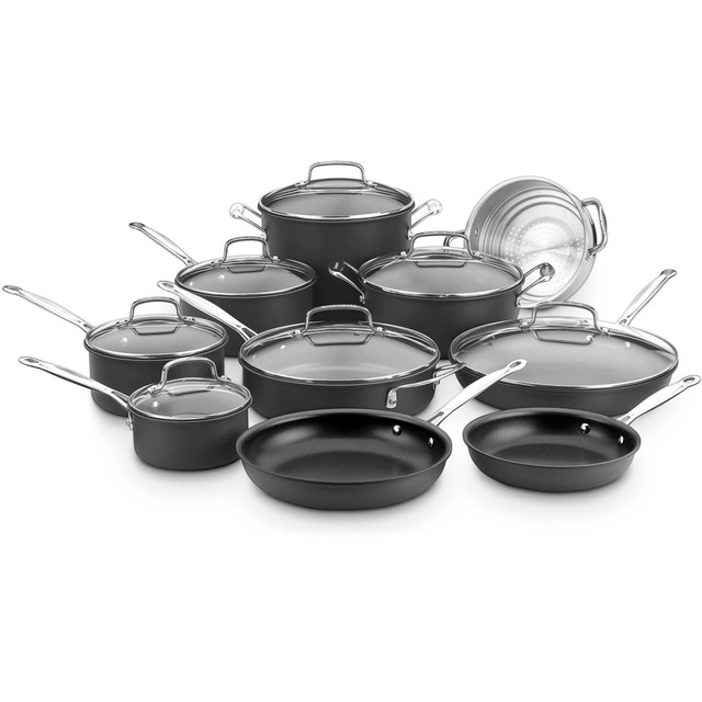 CONAIR CORPORATION 66-17N Cuisinart Chefs Classic Nonstick Hard-Anodized 17-Piece Cookware Set, Black CONAIR CORPORATION 66-17N Cuisinart Chefs Classic Nonstick Hard-Anodized 17-Piece Cookware Set, Black
