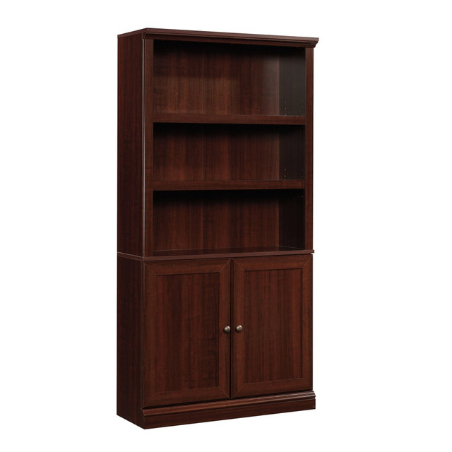 SAUDER WOODWORKING CO. 426415 Sauder Select 70inH 5-Shelf Bookcase With Doors, Select Cherry SAUDER WOODWORKING CO. 426415 Sauder Select 70inH 5-Shelf Bookcase With Doors, Select Cherry