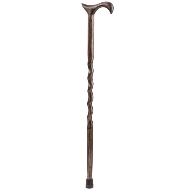 BRAZOS WALKING STICKS 502-3000-0047  Twisted Oak Walking Cane With Derby Handle, 37in, Flint