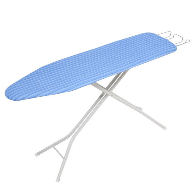 HONEY-CAN-DO INTERNATIONAL, LLC BRD-01956 Honey-Can-Do Quad-Leg Ironing Board With Iron Rest, 36 1/2inH x 15inW x 15inD, White/Blue