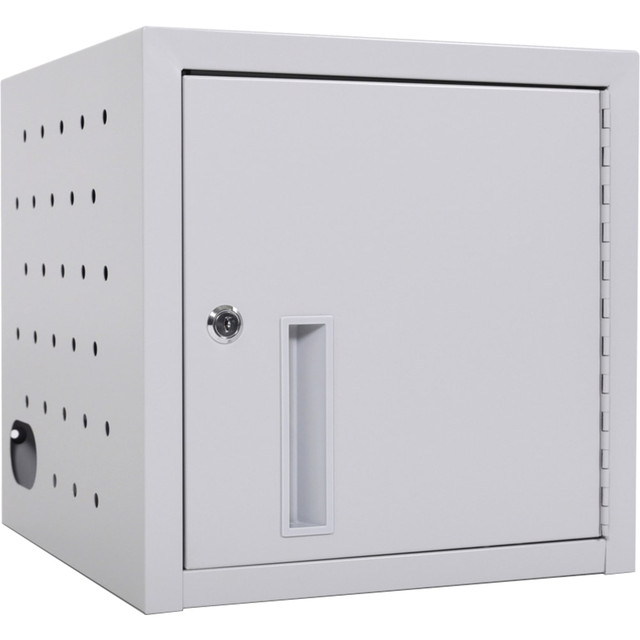 Store and charge classroom devices using the Luxor 8-Tablet Wall/Desk Charging Station. The padded interior and rubber-coated dividers help to prevent damage to your tablets.  Durable steel construction.  Charges, stores and transports up to 8 tablets.  Padded interior with rubber-coated dividers to help protect devices from damage.  Ventilated sides allow airflow to help avoid overheating.  Locking design with 2 keys.  Includes a UL-listed 8-outlet 120V/15A horizontal electrical power strip.  Mounts to a wall or sits on a flat surface.  Includes drywall-mounting hardware.  Weight capacity tested to support 40 lb.  Save time - no assembly required.  Backed by the manufacturers limited lifetime warranty.