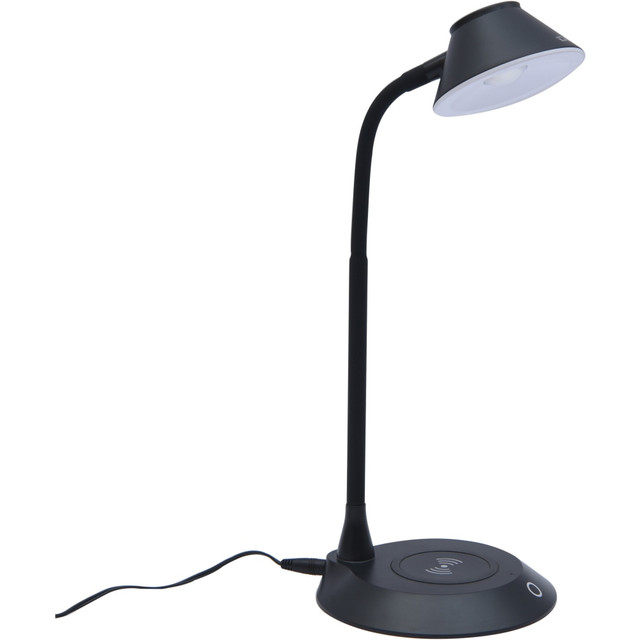 DATA ACCESSORIES CORP. 2343 Data Accessories Company MP-323 LED Desk Lamp - 5 W LED Bulb - Adjustable Brightness, Qi Wireless Charging, Flicker-free, Glare-free Light, Dimmable, Touch Sensitive Control Panel, Flexible Neck - Desk Mountable - Black - 