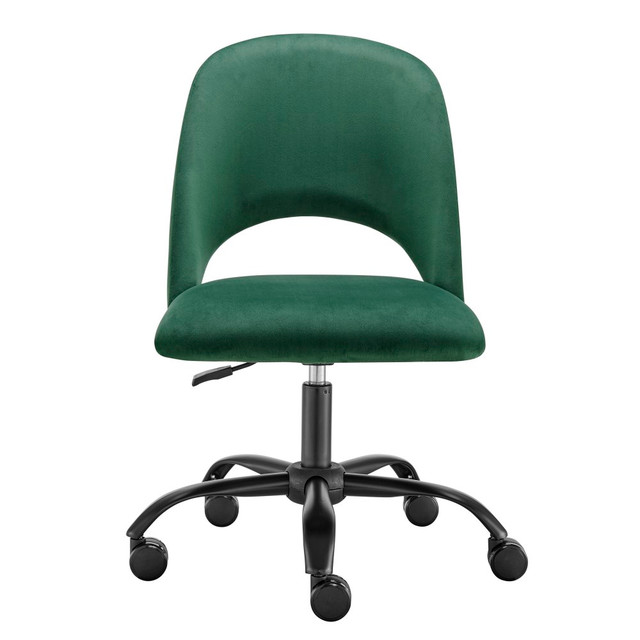 EURO STYLE, INC. 15131-GRN Eurostyle Alby Velvet Office Chair, Black/Green