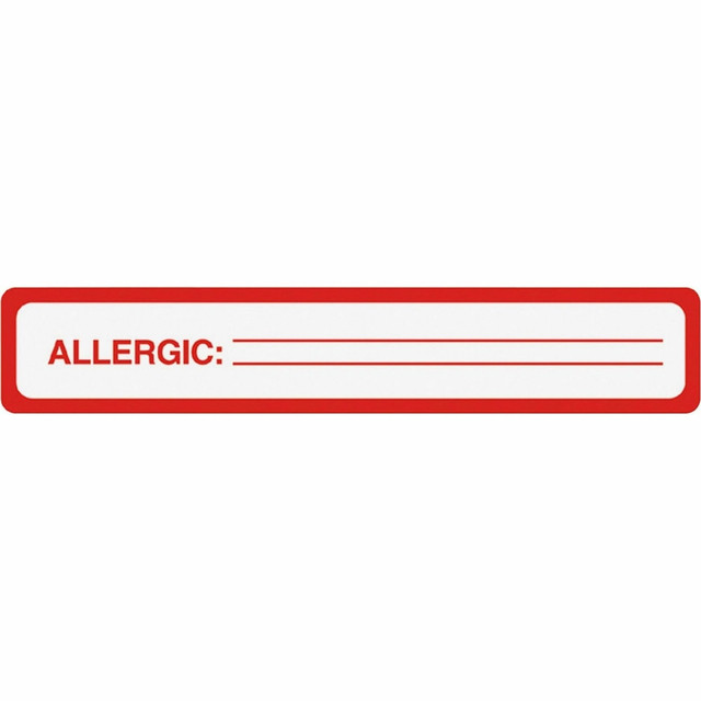 TABBIES DIV 40561 Tabbies Permanent Allergic To: Allergy Label Roll, TAB40561, Red, Roll Of 175