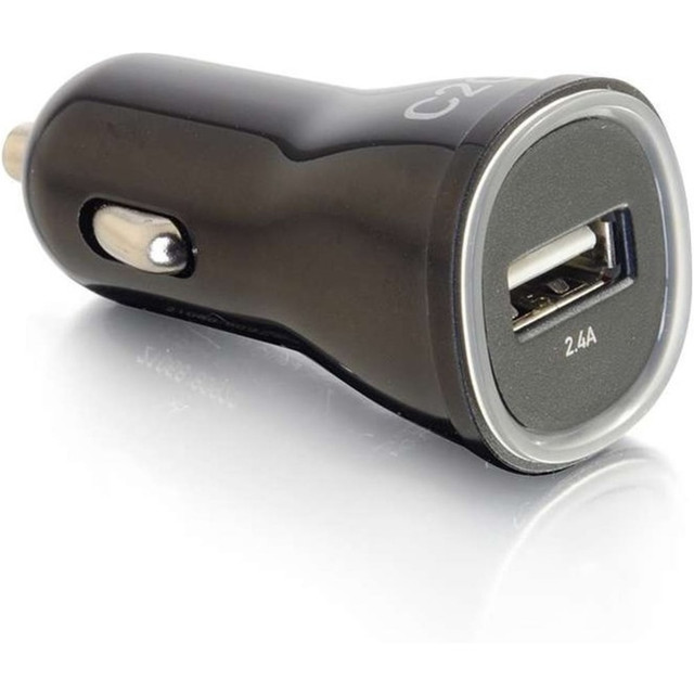 The 1-Port USB Car Charger is an ideal solution for charging mobile devices while on long road trips or short commutes. This high-performance car charger features a compact design for easy portability and provides a power output of 5V and 2.4A for device charging. The charger includes one USB-A port to charge a single device. The charger offers quick charging and has the ability to detect the accurate current output for protection against overloads, which can damage valuable mobile devices.   C2G 1 Year Warranty  Blue LED power indicator  USB-A Female (F) to DC Adapter  5V/2.4A maximum output  Quick charging | Fireproof shell  1-Port USB Car Charger