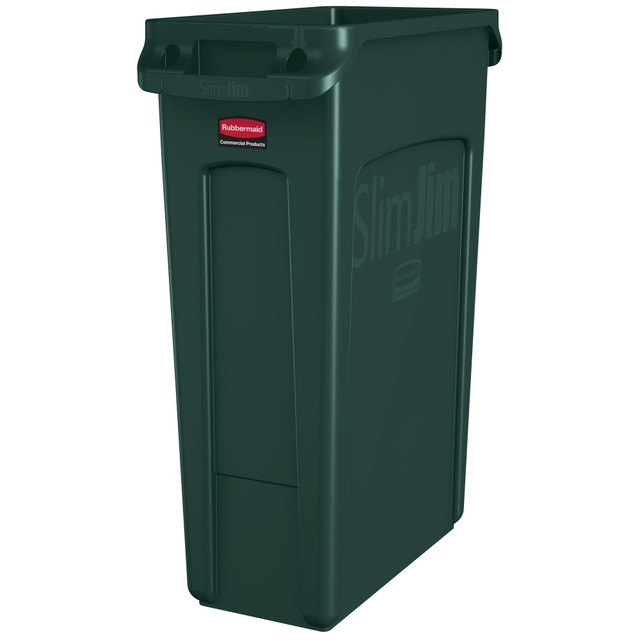 RUBBERMAID 1956186  Slim Jim Rectangular Polyethylene Vented Waste Receptacle, 23 Gallons, Green