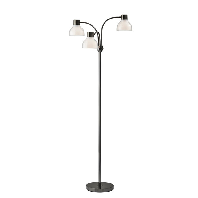 ADESSO INC 3566-01 Adesso Presley 3-Arm Floor Lamp, 69inH, Clear Shade/Black Nickel Base