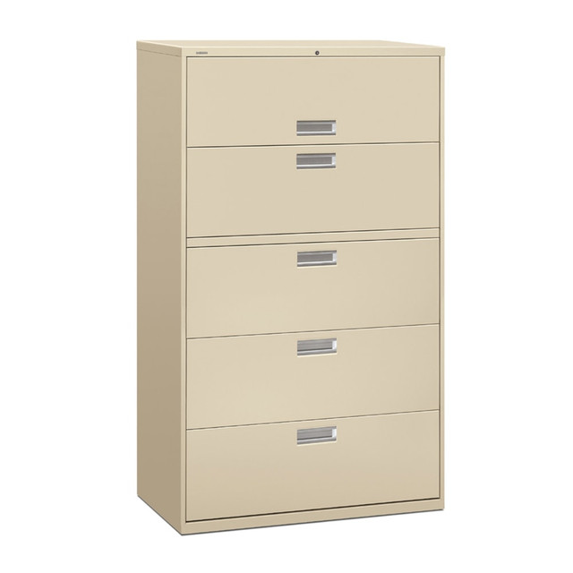 HNI CORPORATION 695L-L HON Brigade 600 42inW x 18inD Lateral 5-Drawer File Cabinet, Putty