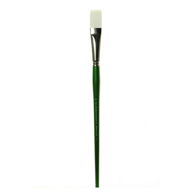 PRINCETON ARTIST BRUSH CO. Princeton 6100F-12  Synthetic Bristle Oil And Acrylic Paint Brush 6100, Size 12, Flat Bristle, Synthetic, Green