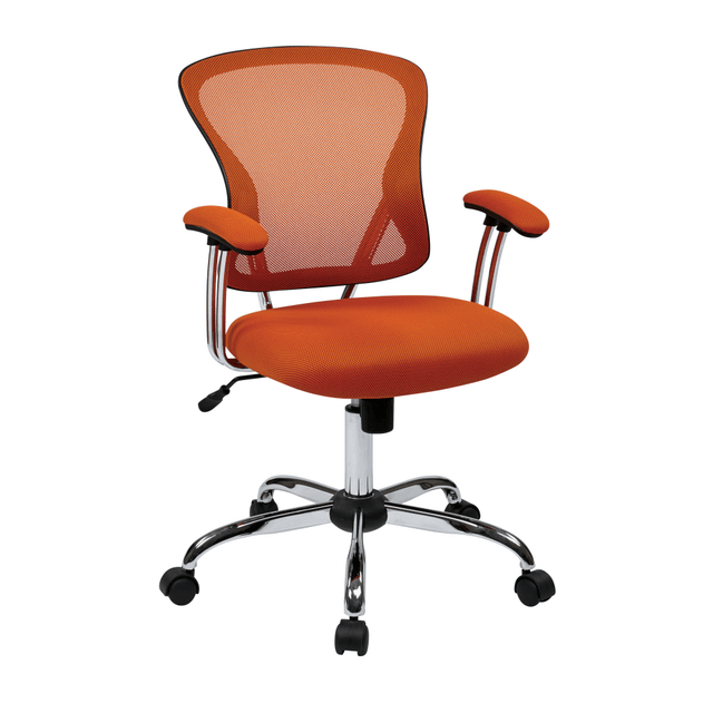Enjoy a relaxing seating experience with this padded mid-back task chair. Thanks to height and tilt adjustments, its easy to find a comfortable position thats just right for you.  Overall Dimensions: 37 1/4in to 42inH x 23 1/2inW x 21inD.  Weight capacity tested to support 200 lb.  Polyester mesh seat and a padded mesh back offer comfort and breathability.  Chrome base provides heavy-duty strength and sleek style.  Adjustable height and tilt angles allow you find your preferred position. Tilt lock preserves your desired setting.  Padded armrests cushion your arms and provide shoulder support.  Carpet casters enable smooth rolling.  Assembly required.  Suitable as an office home chair or as a Student desk chair.
