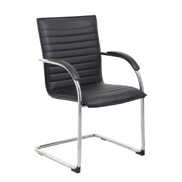 NORSTAR OFFICE PRODUCTS INC. B9536-BK-2 Boss Office Products Ribbed Side Chairs, Black, Set Of 2 NORSTAR OFFICE PRODUCTS INC. B9536-BK-2 Boss Office Products Ribbed Side Chairs, Black, Set Of 2