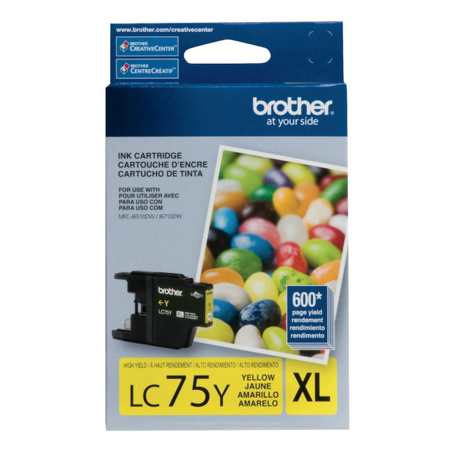 BROTHER INTL CORP BRTLC75YS Brother LC75 Yellow High-Yield Ink Cartridge, LC75Y