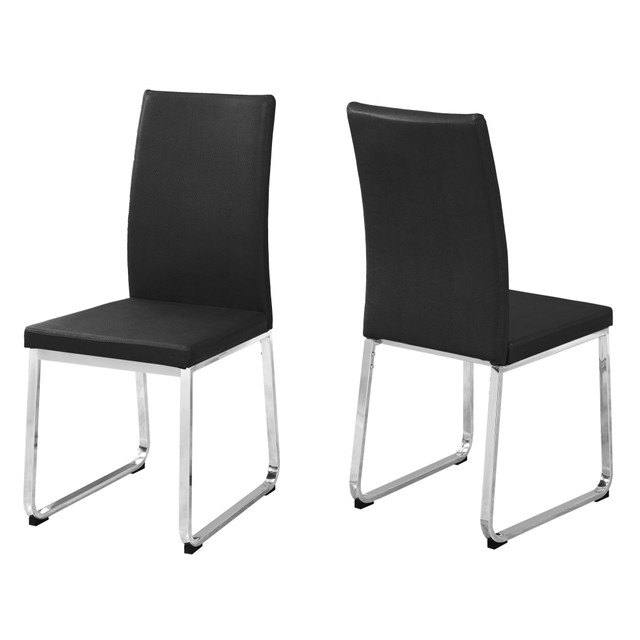 MONARCH PRODUCTS Monarch Specialties I 1092  Shasha Dining Chairs, Black/Chrome, Set Of 2 Chairs