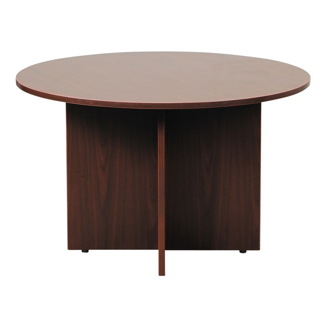 NORSTAR OFFICE PRODUCTS INC. N123-M Boss Office Products 47inW Round Wood Conference Table, Mahogany NORSTAR OFFICE PRODUCTS INC. N123-M Boss Office Products 47inW Round Wood Conference Table, Mahogany