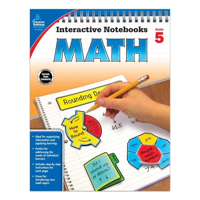 CARSON-DELLOSA PUBLISHING LLC 104650 Carson-Dellosa Interactive Notebook For Math, Grade 5