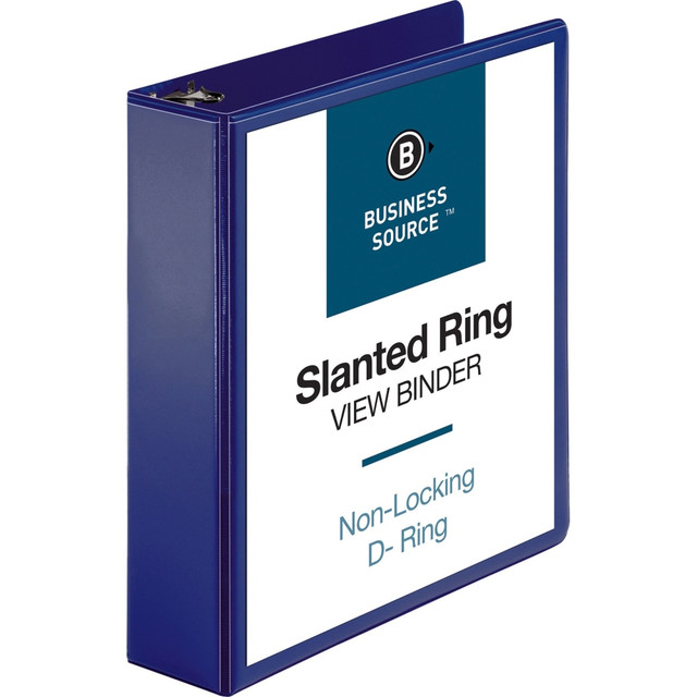 SP RICHARDS Business Source 28454  D-Ring View Binder, 2in Ring, 8 1/2in x 11in, Navy