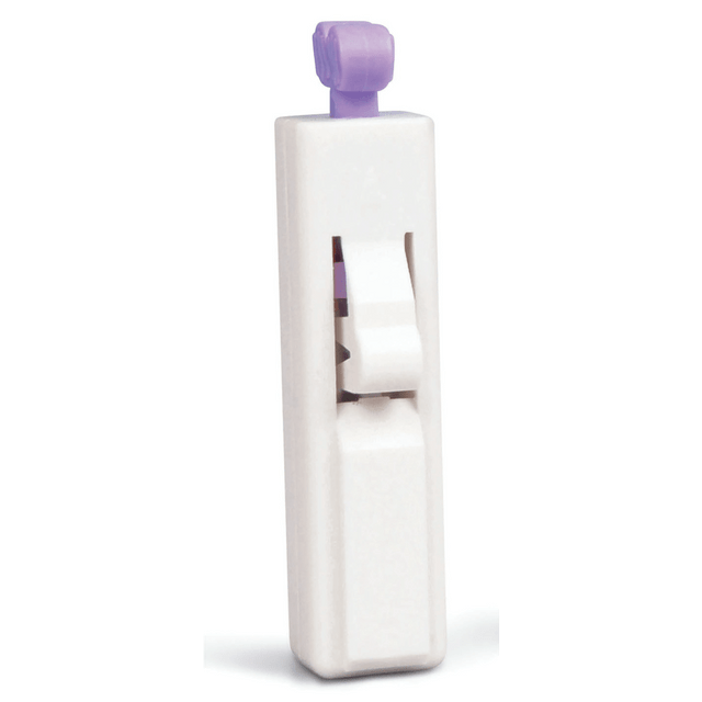 MEDLINE INDUSTRIES, INC. MPHSTSIDE28Z Medline Side-Button Safety Lancets, 28 Gauge x 1.8 mm, White/Purple, Box Of 200