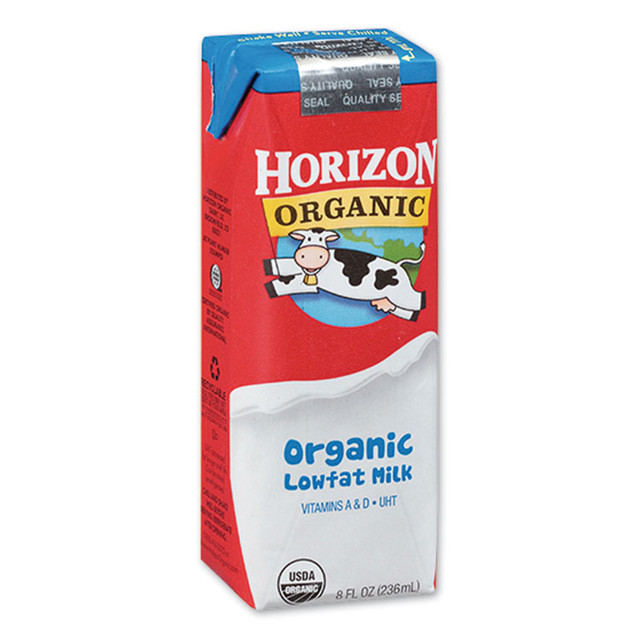 DANONE Horizon Organic 061223 Low Fat Milk, 1% Plain, 8 oz, 18/Carton