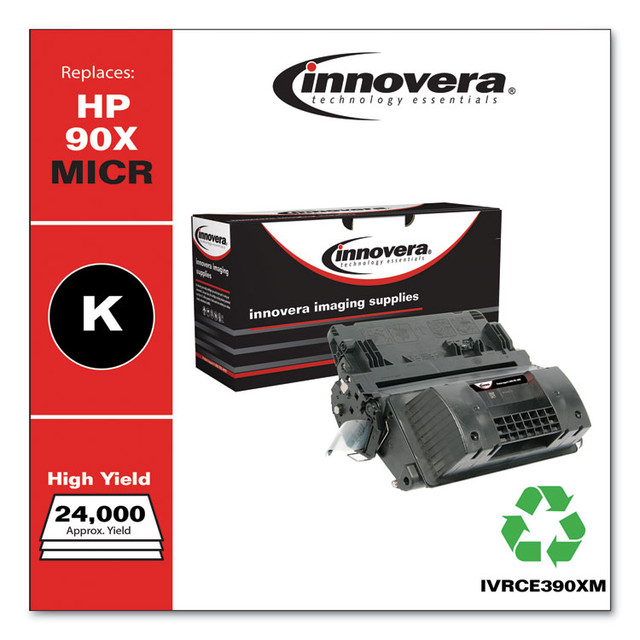 INNOVERA CE390XM Remanufactured Black High-Yield MICR Toner, Replacement for 90XM (CE390XM), 24,000 Page-Yield