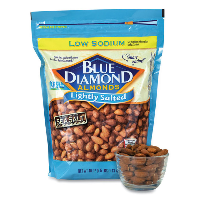 BLUE DIAMOND GROWERS 90000170 Low Sodium Lightly Salted Almonds, 10 oz Bag