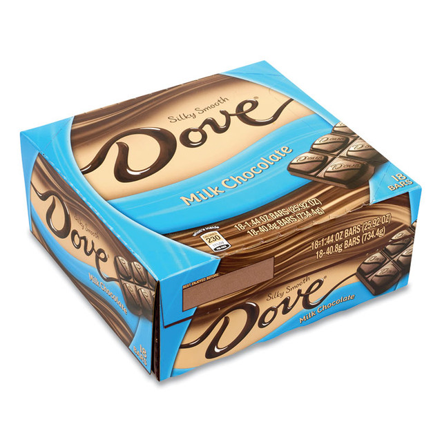 MARS, INC. Dove® Chocolate 20900468 Milk Chocolate Bars, 1.44 oz, 18 Bars/Carton