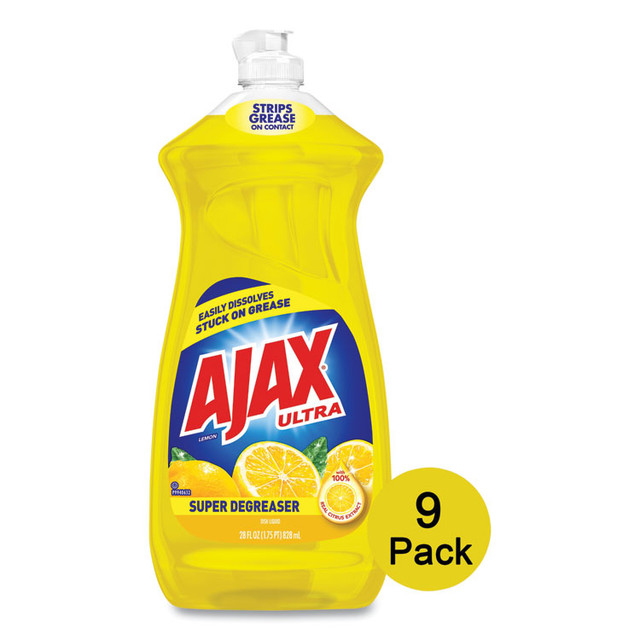 COLGATE PALMOLIVE, IPD. Ajax® 44673 Dish Detergent, Lemon Scent, 28 oz Bottle, 9/Carton
