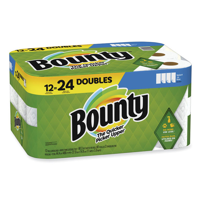 PROCTER & GAMBLE Bounty® 08664 Select-a-Size Kitchen Roll Paper Towels, 2-Ply, 5.9 x 11, White, 90 Sheets/Double Roll, 12 Rolls/Carton