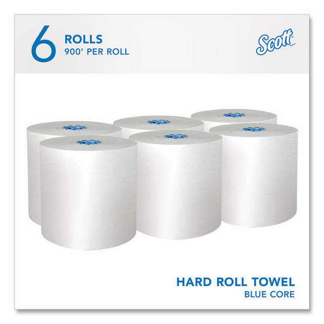 KIMBERLY-CLARK PROFESSIONAL Scott® 43959 Pro Hard Roll Paper Towels with Absorbency Pockets for Scott Pro Dispenser, Blue Core Only, 1-Ply, 7.5" x 900 ft, 6 Rolls/CT