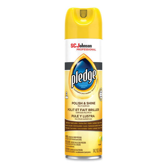 SC JOHNSON Pledge® 301168 Furniture Polish, Lemon, 14.2 oz Aerosol Spray, 6/Carton