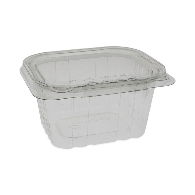 PACTIV EVERGREEN CORPORATION TEHL5X416 EarthChoice Tamper Evident Recycled Hinged Lid Deli Container, 16 oz, 5.38 x 4.5 x 2.63, Clear, Plastic, 304/Carton