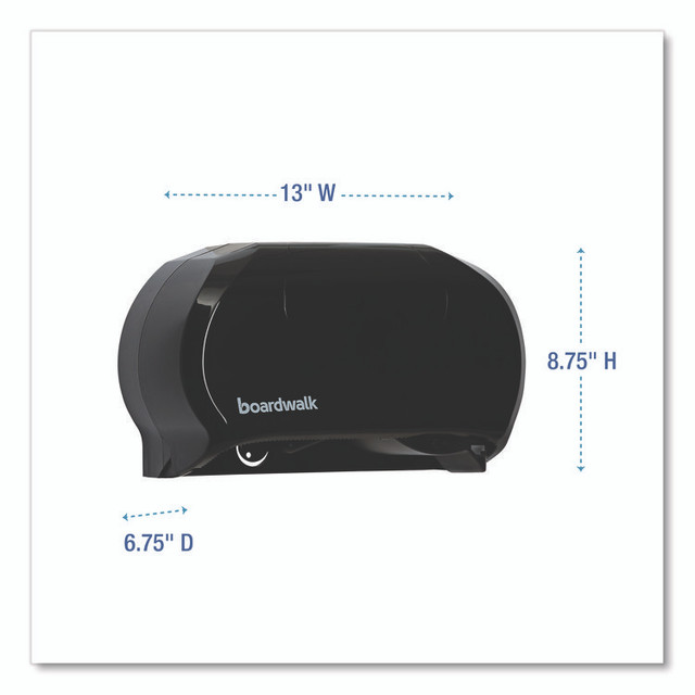 BOARDWALK 1502 Standard Twin Toilet Tissue Dispenser, 13 x 6.75 x 8.75, Black
