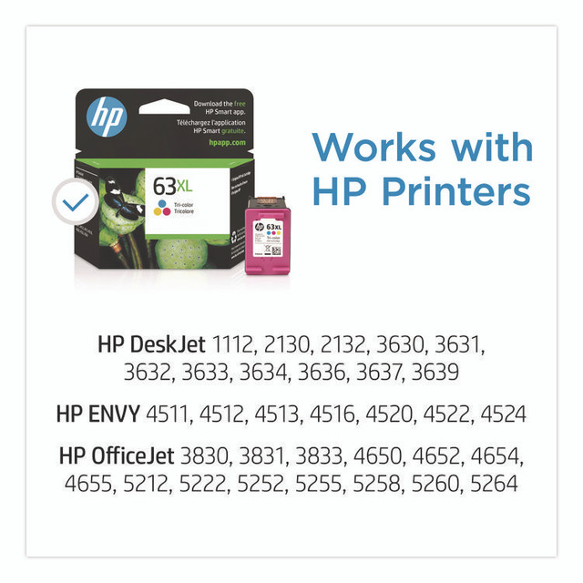 HP INC F6U63AN HP 63XL, (F6U63AN) High-Yield Tri-Color Original Ink Cartridge