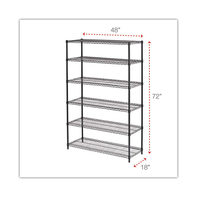 ALERA SW664818BA NSF Certified 6-Shelf Wire Shelving Kit, 48w x 18d x 72h, Black Anthracite