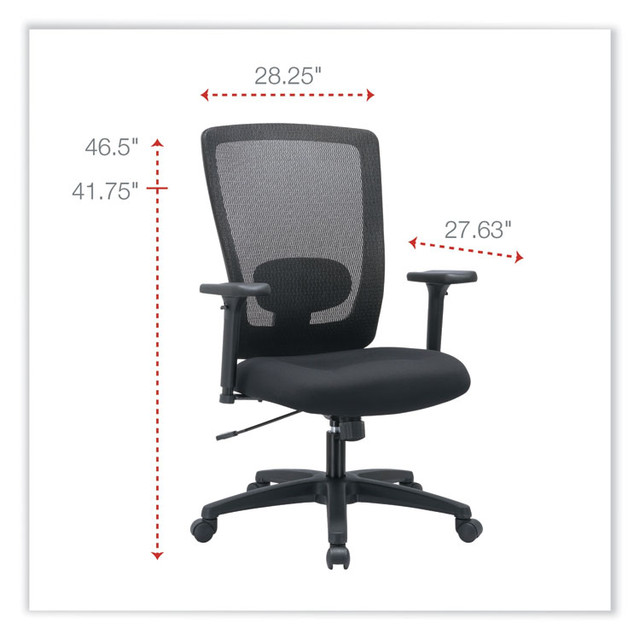 ALERA NV41M14 Alera Envy Series Mesh High-Back Multifunction Chair, Supports Up to 250 lb, 16.88" to 21.5" Seat Height, Black