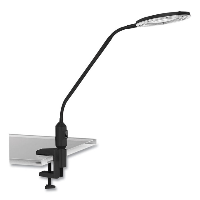ALERA LEDM765B Clamp-On, 3 Diopter LED Desktop Magnifier, 6.88w x 16.63d x 16.75h, Black