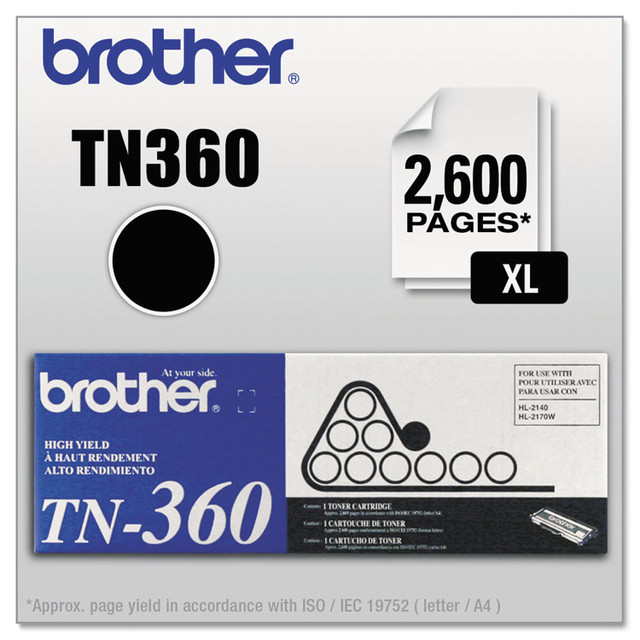 BROTHER INTL. CORP. TN360 TN360 High-Yield Toner, 2,600 Page-Yield, Black