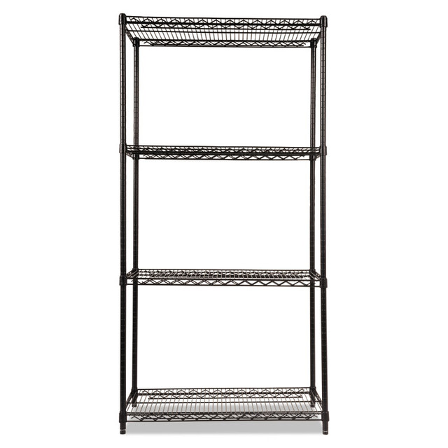 ALERA SW503618BL NSF Certified Industrial Four-Shelf Wire Shelving Kit, 36w x 18d x 72h, Black