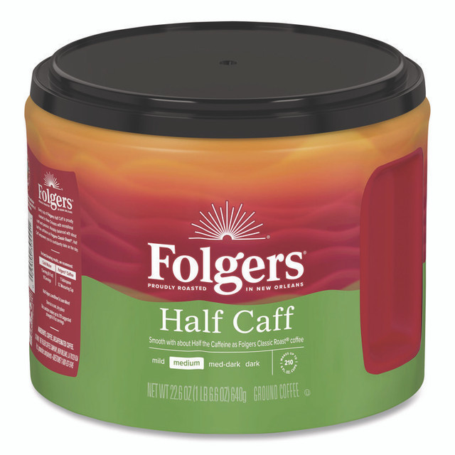 KEURIG DR PEPPER Folgers® 20527CT Half Caff Ground Coffee, 22.6 oz Canister, 6/Carton