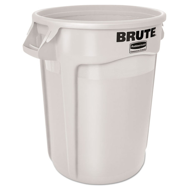 RUBBERMAID COMMERCIAL PROD. 2632 WHI Vented Round Brute Container, 32 gal, Plastic, White