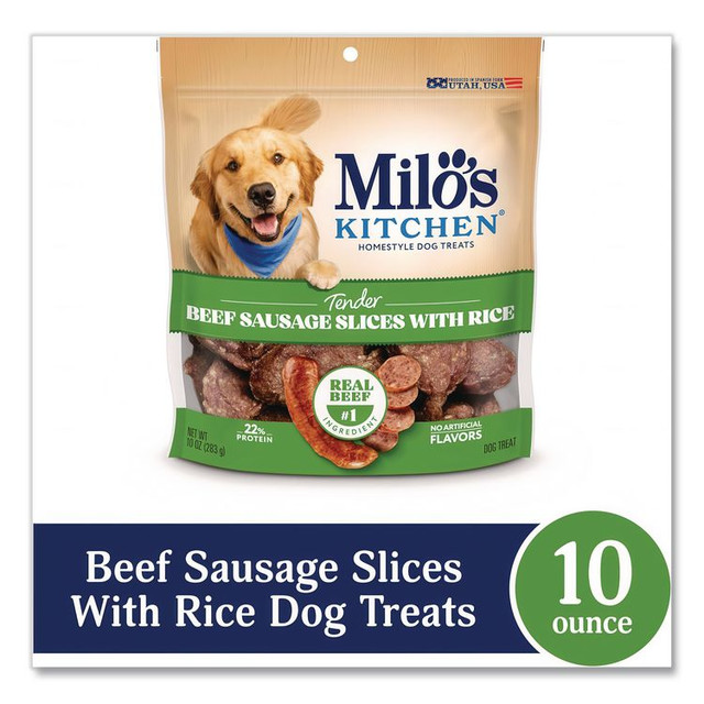 BIG HEART PET Milo's Kitchen® 52775CS Homestyle Dog Treats, Beef Sausage Slices with Rice, 10 oz Pouch, 5 Pouches/Carton