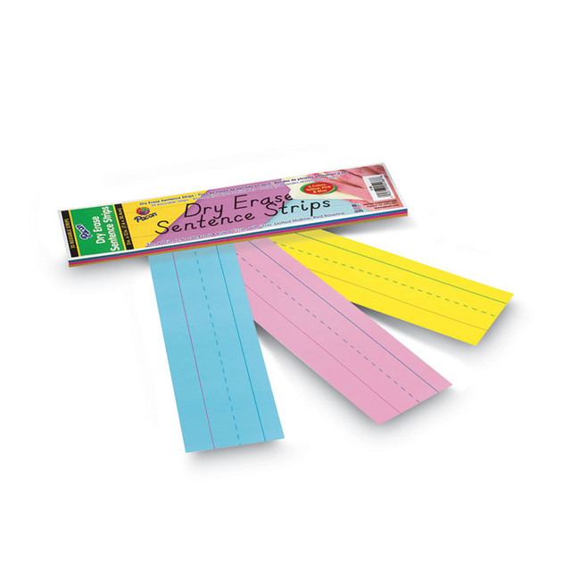 PACON CORPORATION 5188 Dry Erase Sentence Strips, 12 x 3, Blue; Pink; Yellow, 30/Pack