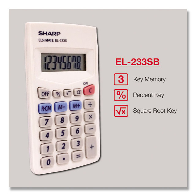 SHARP TONER EL233SB EL233SB Pocket Calculator, 8-Digit LCD