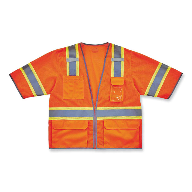 TENACIOUS HOLDINGS, INC. ergodyne® 24159 GloWear 8346Z Class 3 Two-Tone Hi-Vis Surveyor Zipper Vest, 4X-Large/5X-Large, Orange