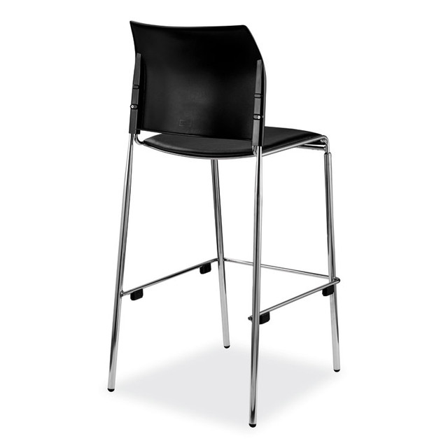NATIONAL PUBLIC SEATING NPS® 8710B1110 Cafetorium Bar Height Stool, Padded Seat/Back, Supports Up to 500 lb, 31" Seat Height, Black Seat, Black Back,Chrome Base