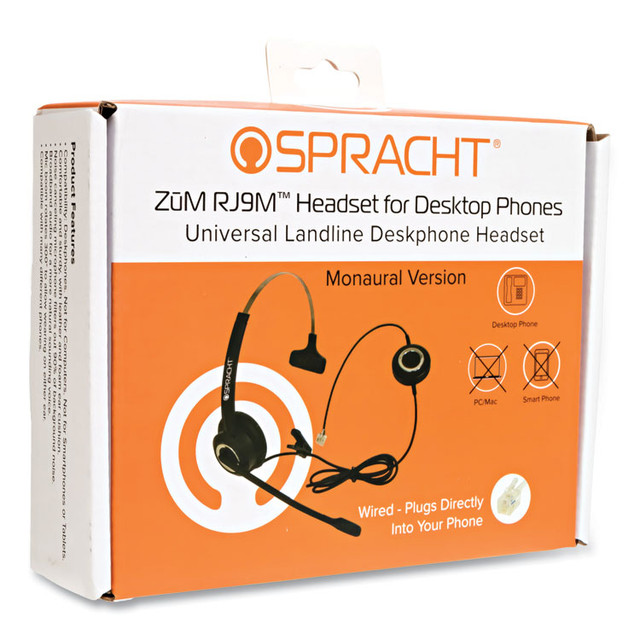 SPRACHT ZUMRJ9M ZuM ZuMRJ9M Monaural Over The Head Headset, Black