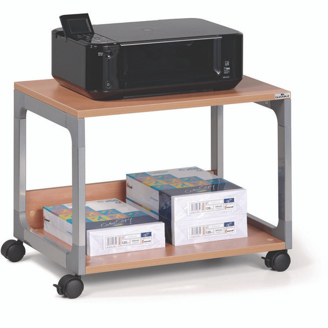 DURABLE OFFICE PRODUCTS CORP. 3710124 System 48 Multi-Function Trolley, Metal, 2 Shelves, 23.6 x 18.7 x 17, Beech