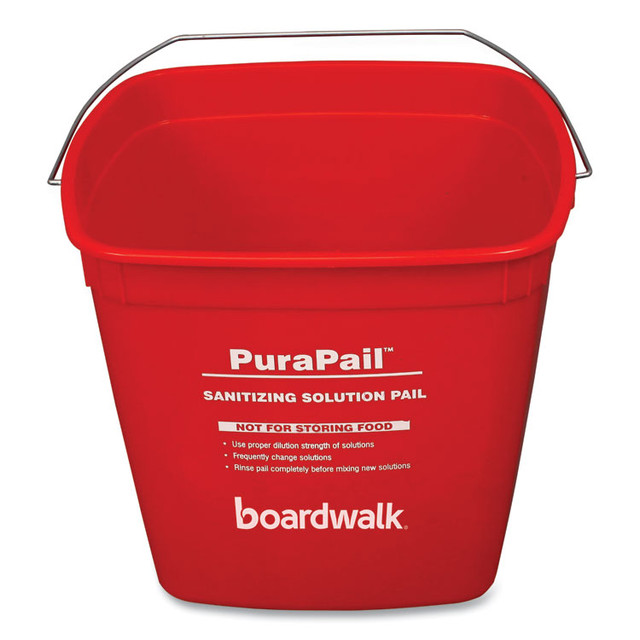 BOARDWALK 6QTREDBKT PuraPail, 6 qt, Polypropylene, Red/White